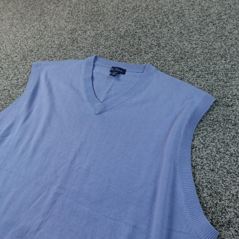Paul Fredrick Sweater Vest Mens 2XLT Blue Silk Cashmere V Neck Knit Grandpa Cozy